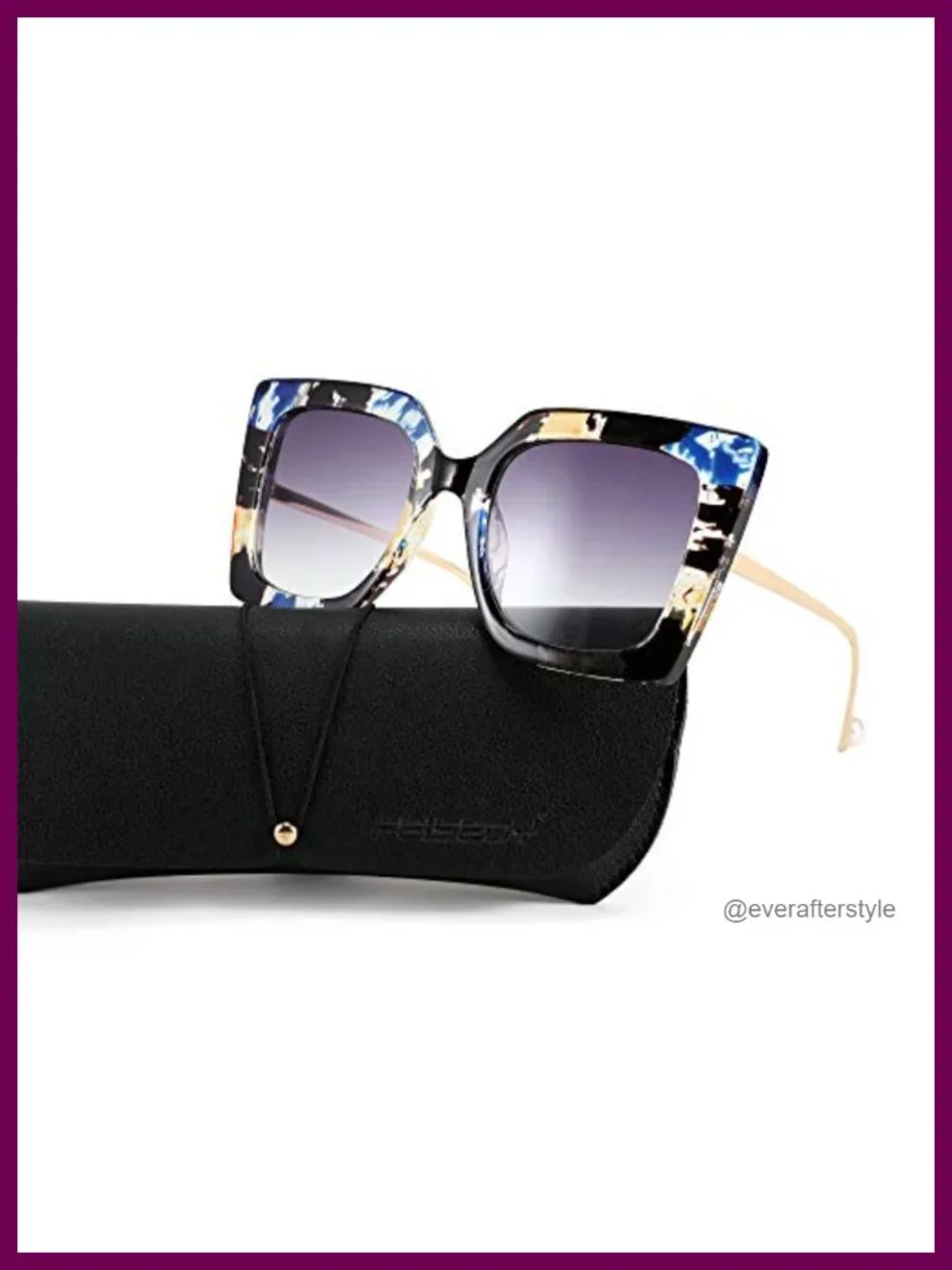 Oversized Square Cat Eye Sunglasses UV400 Protection Pearl Inlay Frame